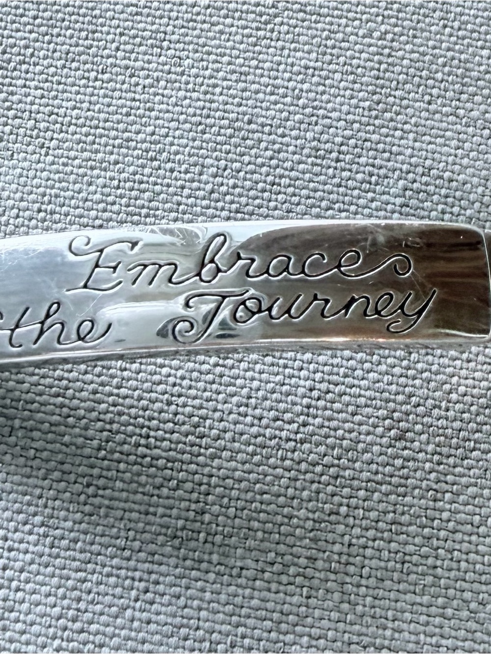 Silver Inspirational Cuff Bracelet - "Embrace the Journey"